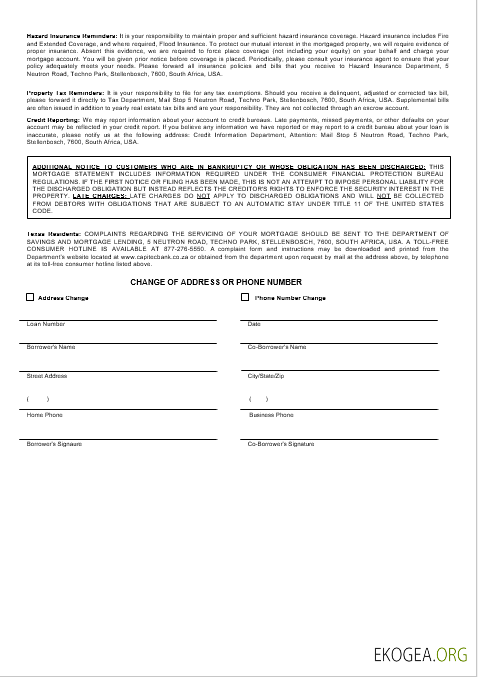 Relevé hypothécaire de la banque Capitec aux États , Unis aux formats Word et PDF 3